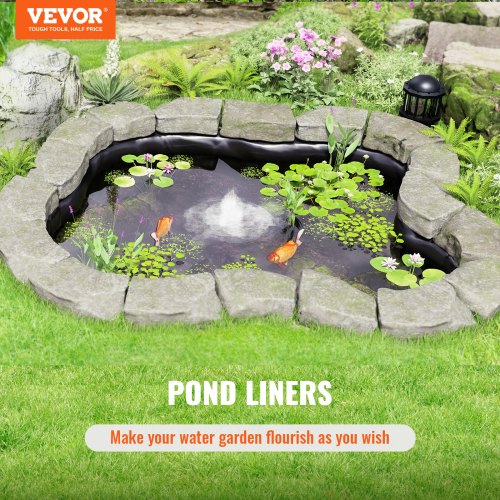 Pond Liner, 10 x 13 ft 20 Mil Thickness, Pliable LLDPE Material Pond Skins, Easy Cutting Underlayment for Fish or Koi Ponds, Water Features, Waterfall Base , Fountains, Water Gardens, Black