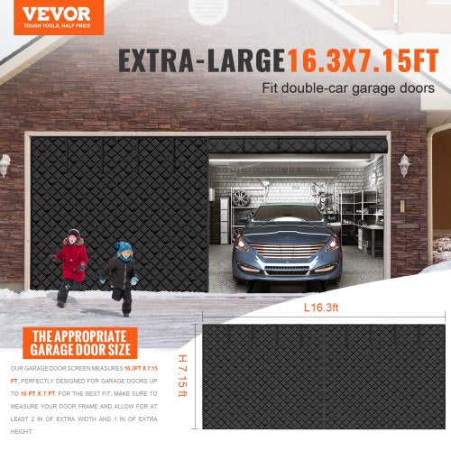 Garage Door Screen for Winter 16.3 x 7.15 ft Garage Door Insulation Kit