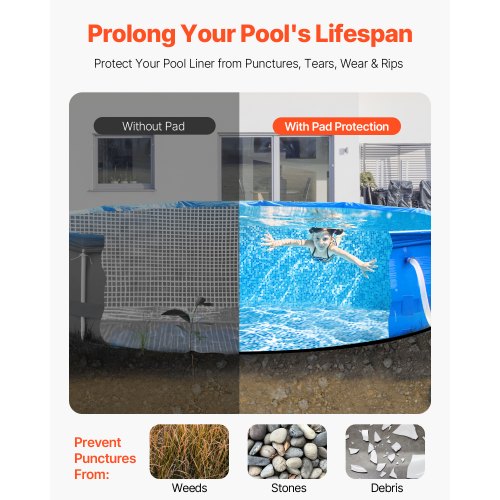 12ft Round Pool Liner Pad for Above Ground Pools Prevents Punctures Pool Mat