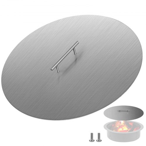 Fire Pit Lid Round 20 Inch Fire Pit Ring Lid 1.5 mm Thick 304 Stainless Steel Fire Pit Burner Cover for Round Patio Fire Pit