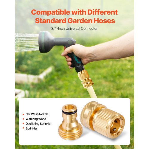 2 Set 3/4" Garden Hose Quick Connect Solid Brass Water Hose Fitting Female Male