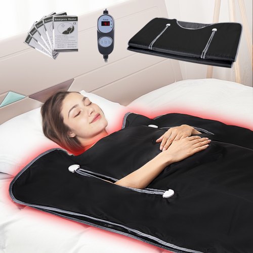 Sauna Blanket for Detoxification, Portable Far Infrared Sauna for Home, Oxford Sauna Bag w/ Arm Holes & Carbon Fiber Heating, 1-6 Level Adjustable Temp 95-176℉, 5-60 Minutes Timer, 75 x 35 in