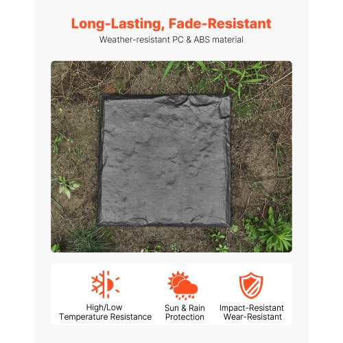 Decorative Stepping Stones with Stakes 8Pcs 15.5x15.5 in Walkway Pavers Grey