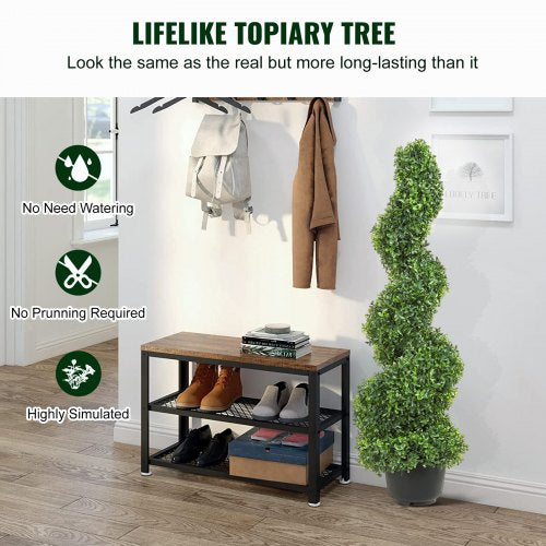 2 pcs. Artificial Boxwood Tower Topiary Spiral Artificial Plant 91cm high Decorative Plant Green Plastic PE Iron Topiary Plants incl. 10 pcs. Replacement Leaves