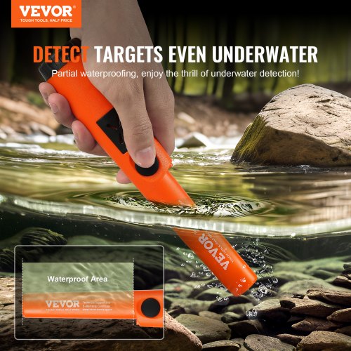 Metal Detector Pinpointer, Partial Waterproof Handheld Pin Pointer Wand, 1.96" Detection Depth, 3 Modes, Treasure Hunting Probe with Holster, Waterproof Bag and 9V Battery, for Adults and Kids