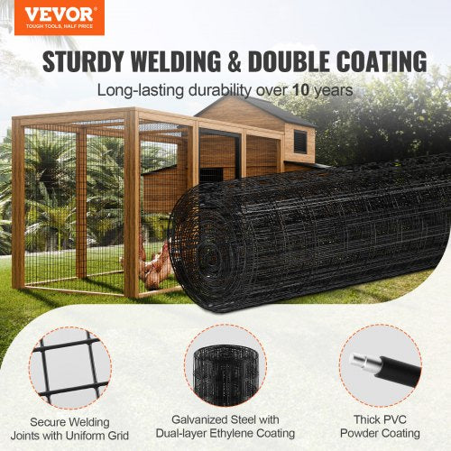 Hardware Cloth, 48'' x 50' Galvanized Wire Mesh Roll, 16 Gauge Chicken Wire Fence Roll, Vinyl Coating Metal Wire Mesh for Chicken Coop Barrier, Rabbit Snake Fences, Poultry Enclosures