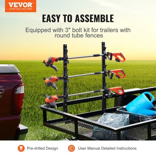 Trimmer Rack, 3 Place Weeder Trimmer Rack, Trim Holder Trailer Rack with Zinc Alloy Password Lock, Wall-mounted or Mount on Enclosed Trailer Landscape Weed Eater, Pair