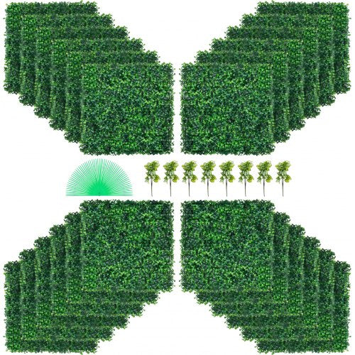 Artificial Boxwood Panel UV 24pcs Boxwood Hedge Wall Panels Artificial Grass Backdrop Wall 20" X 20" 4 cm Green Grass Wall Fake Hedge for Decor Privacy Fence Indoor Outdoor Garden Backyard