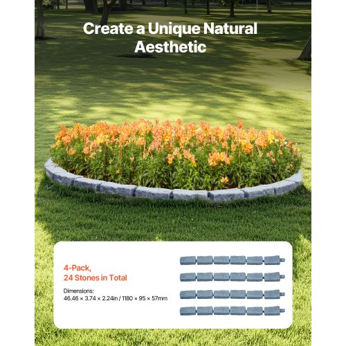 Fake Stone Landscape Edging 46.2 x 2.2 in Garden Lawn Edging Border for Walkway