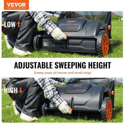 Push Lawn Sweeper, 21-inch Leaf & Grass Collector, Strong Rubber Wheels & Heavy Duty Thickened Steel Durable to Use with Large Capacity 3.5 cu. ft. Mesh Collection Hopper Bag, 2 Spinning Brushes