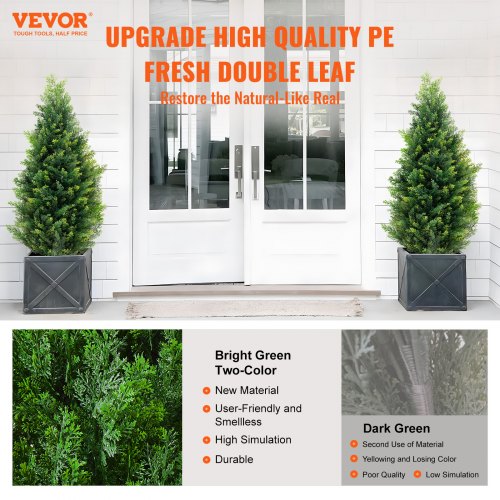 2 Pack 3' Artificial Cedar Topiary Tree Faux Plant UV Decor In/Outdoor