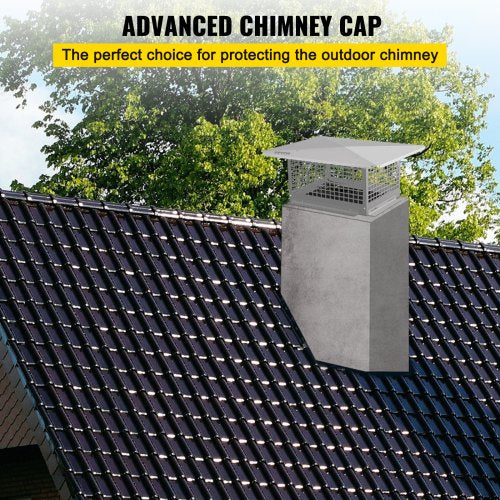 Chimney Cap, 13" x 24" Flue Caps, 304 Stainless Steel Fireplace Chimney Cover, Adjustable Metal Spark Arrestor with Bolts Screws, Mesh Chimney Flue Cover for Outside Existing Clay Flue Tile