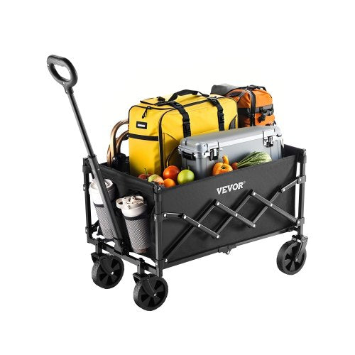 Collapsible Folding Wagon with Wheels, Wagons Carts Foldable with 225lbs Capacity, Lightweight Portable Utility Wagon Cart for Grocery Shopping Sports Camping and Garden