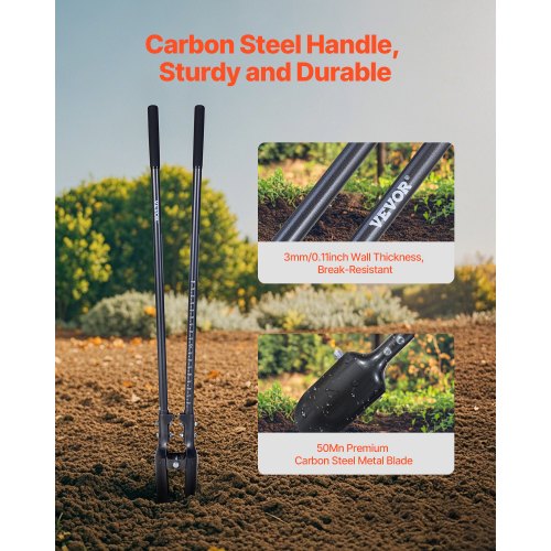Post Hole Digger with Carbon Steel Handle Scale Marks 57.5" Manual Hole Digger