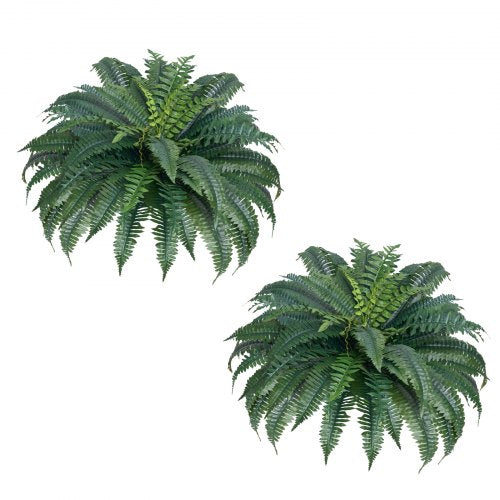 2 Pcs Artificial Boston Ferns Plastic Fern 50 Branches Indoor Outdoor Decor