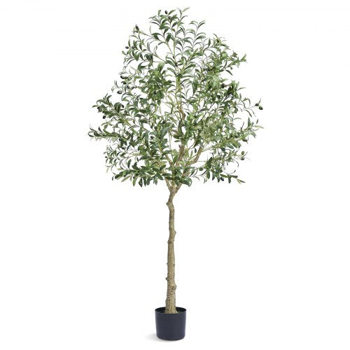 Artificial Olive Tree, 6 FT Tall Faux Plant, Secure PE Material & Anti-Tip Tilt Protection Low-Maintenance Plant, Lifelike Green Fake Potted Tree for Home Office Warehouse Decor Indoor Outdoor