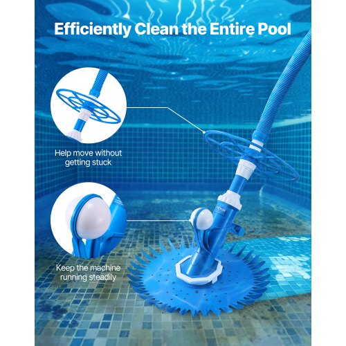 Suction Pool Cleaner, Automatic Pool Vacuum Cleaner, Suction Side Automatic Pool Cleaner, Suction Vacuum Pool Sweeper with 12 Hoses, for In-ground Pool and Above-Ground Pool Up to 20 x 35 ft