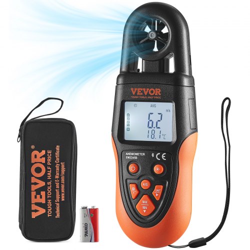 Bluetooth Handheld Anemometer, 14℉-140℉, Digital Wind Speed Meter Gauge with LED Backlight Screen, Measures Wind Velocity Wind Temperature Air Flow Wind Chill, for Surfing Drone Flying HVAC