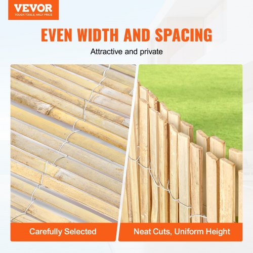 Natural Bamboo Slat Screening Privacy Bamboo Slat Fence 6 ft H x 13 ft L